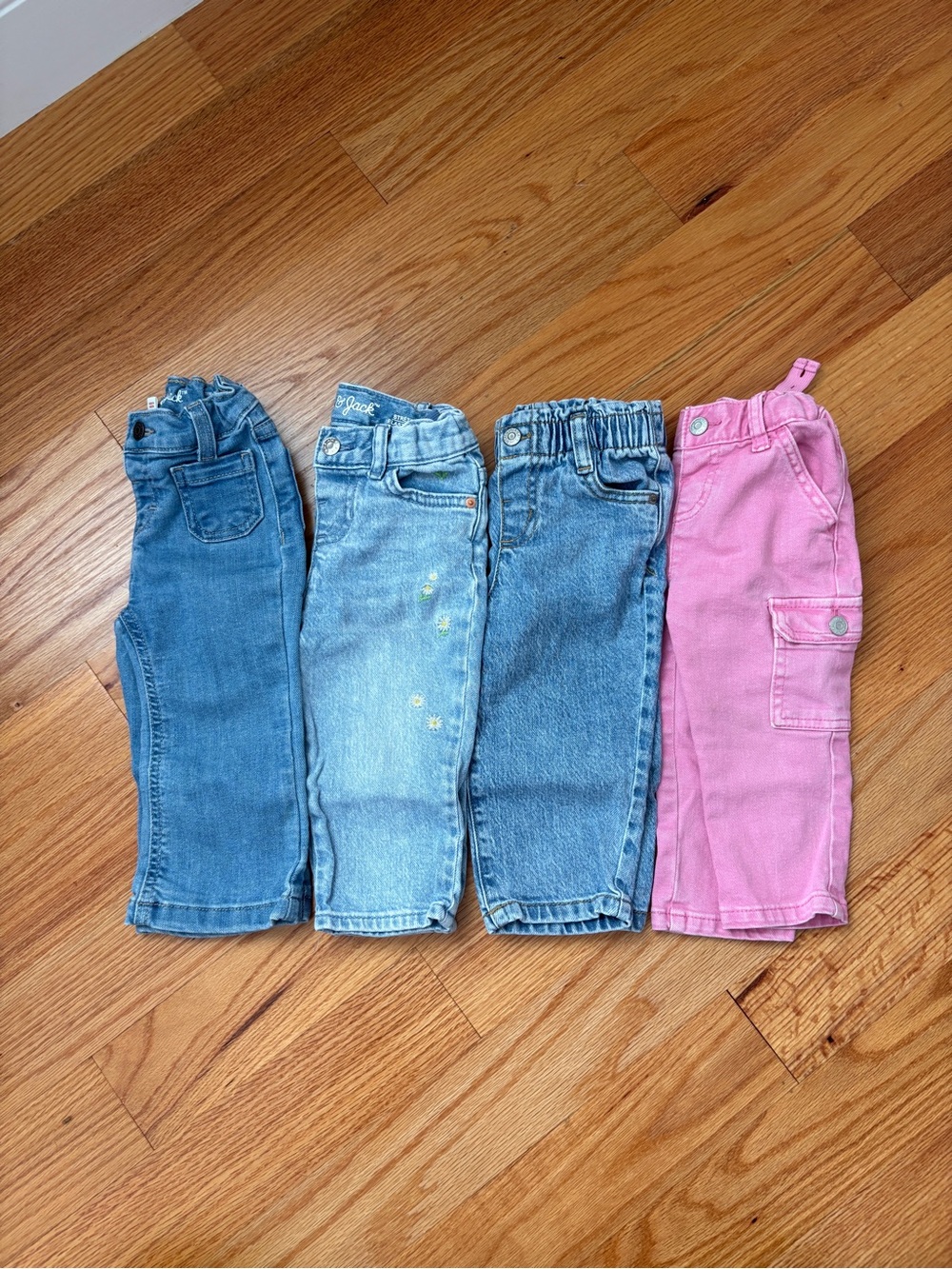 Cat & Jack Kids Denim & Pink Cargo Pants Bundle - Blue and Pink